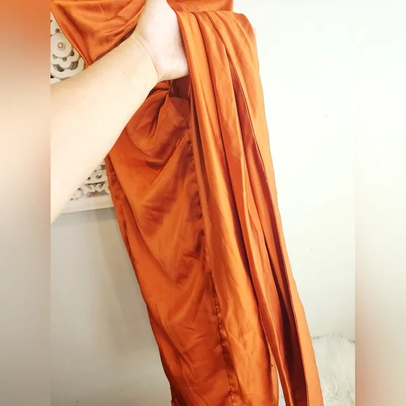 ANDREA IYAMAH THE RENI MIDI DRESS BURN ORANGE SIZE LARGE - Picture 8 of 14